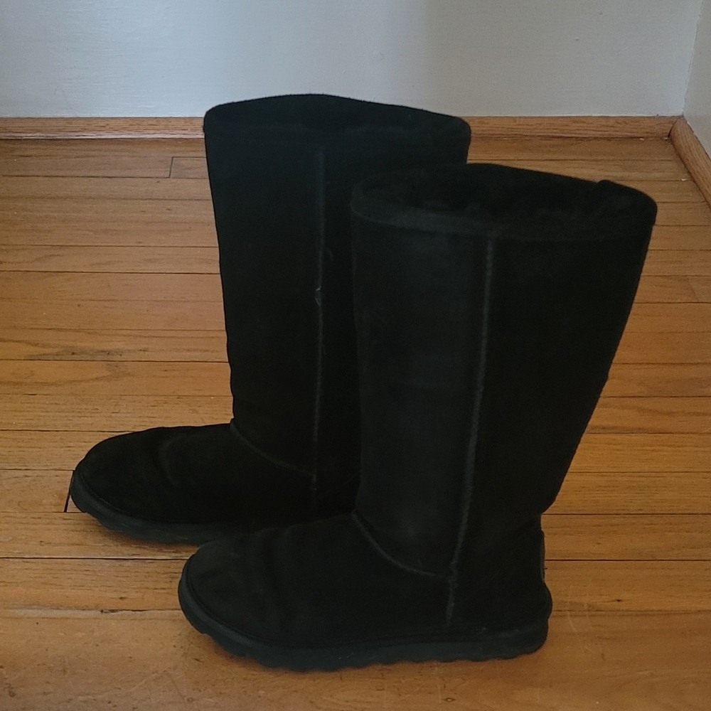 BEARPAW Elle Tall Women's Black Suede Boots Size 5 - Picture 5 of 9